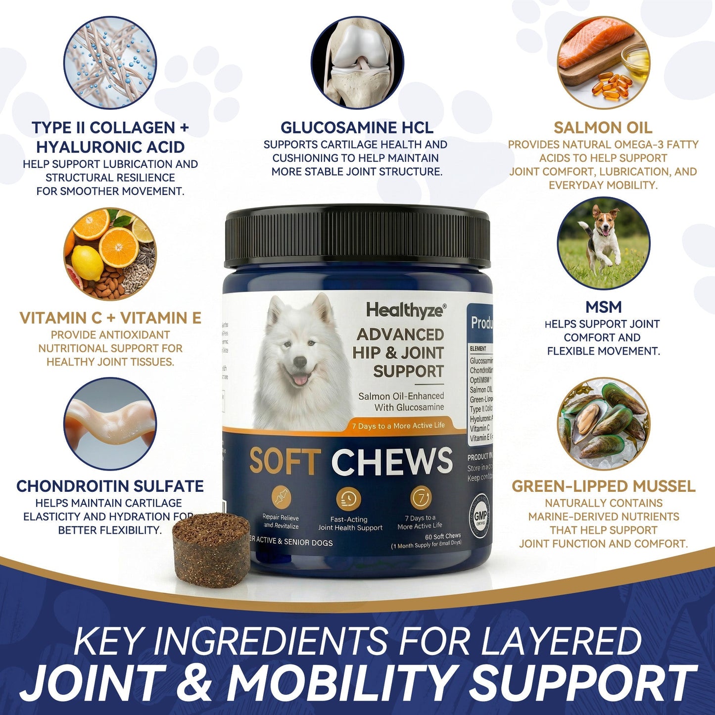 Advanced Hip & Joint Care Chews – dog joint supplement for mobility