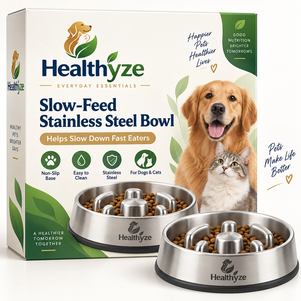 Healthyze Slow-Feed Stainless Steel Bowl